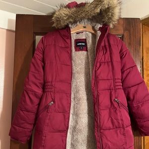 Lands End Girls fleece lined down alternative winter coat